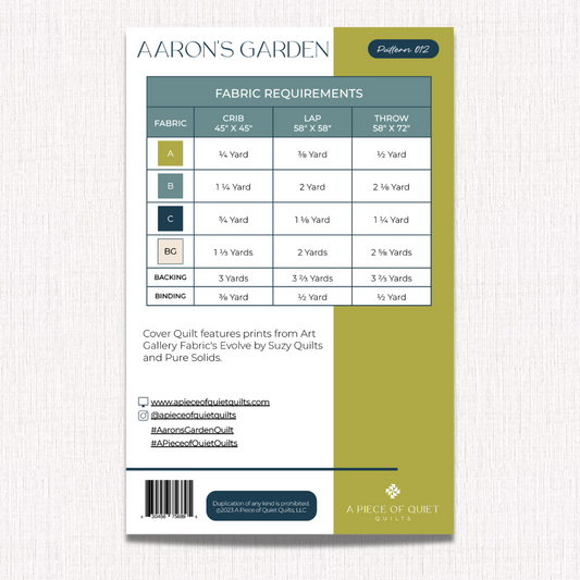 Aaron's Garden Quilt Pattern (Package of 3)