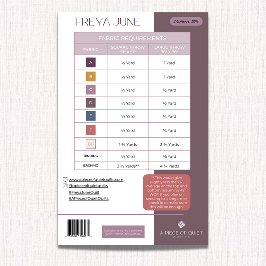 Freya June Quilt Pattern (Package of 3)