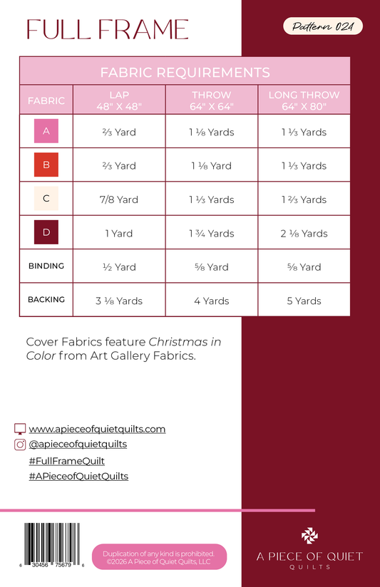 Full Frame Quilt Pattern (Print)
