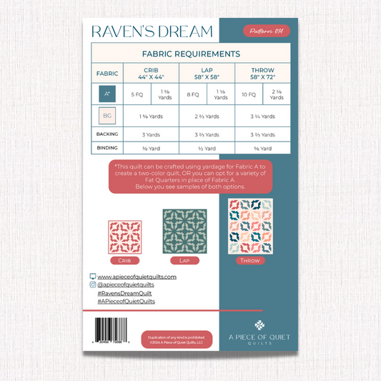 Raven's Dream Quilt Pattern (Package of 3)