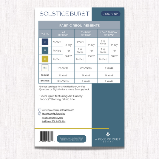 Solstice Burst Quilt Pattern (Print)