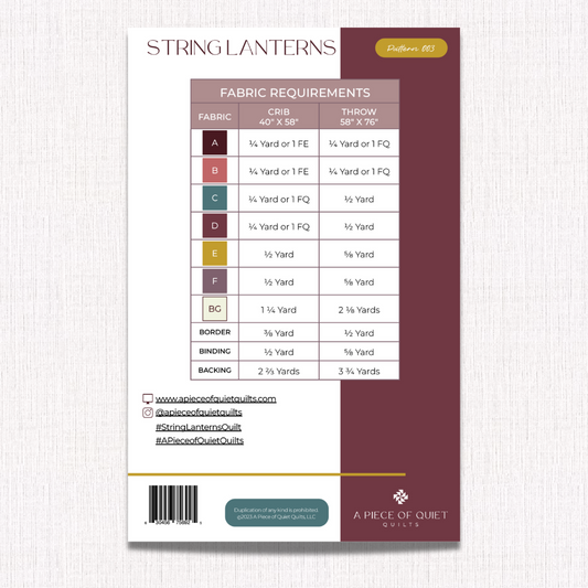 String Lanterns Quilt Pattern (Print)