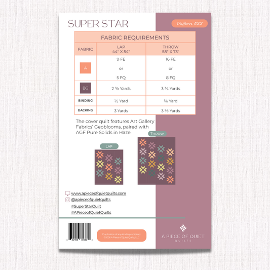Super Star Quilt Pattern (Package of 3)