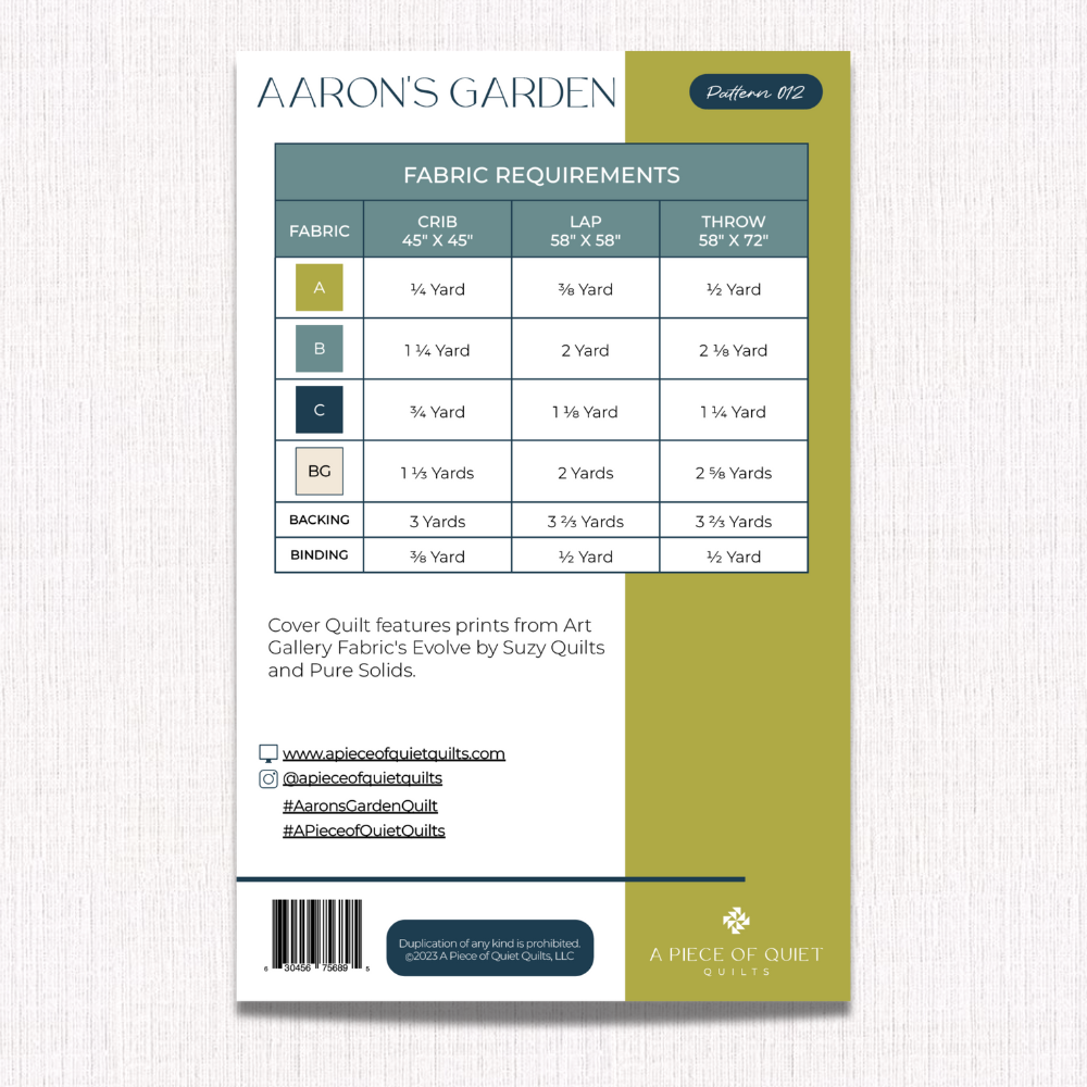 Aaron's Garden Quilt Pattern (Print)