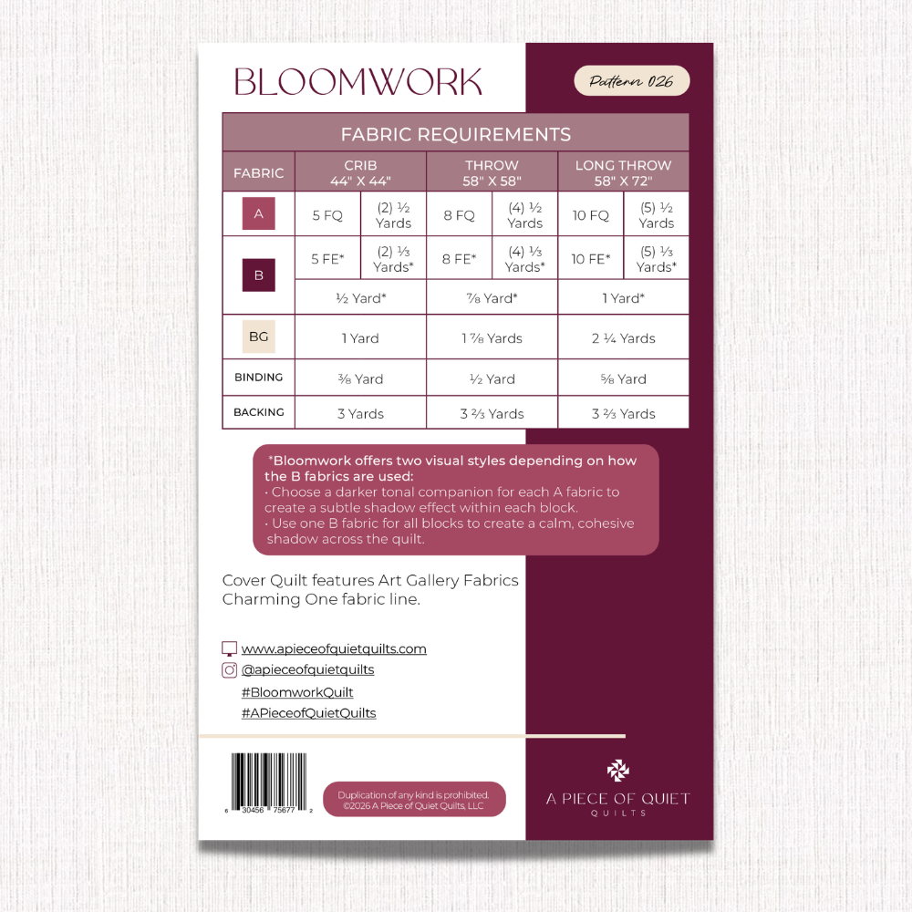 Bloomwork Quilt Pattern (Print)