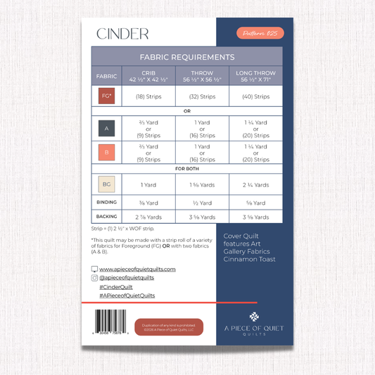 Cinder Quilt Pattern (Print)
