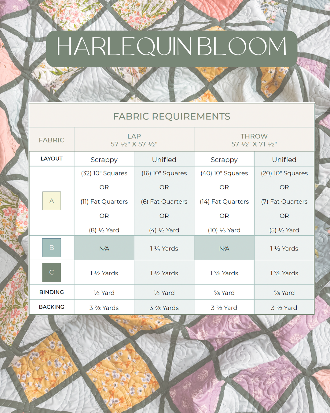Harlequin Bloom Quilt Pattern (PDF)