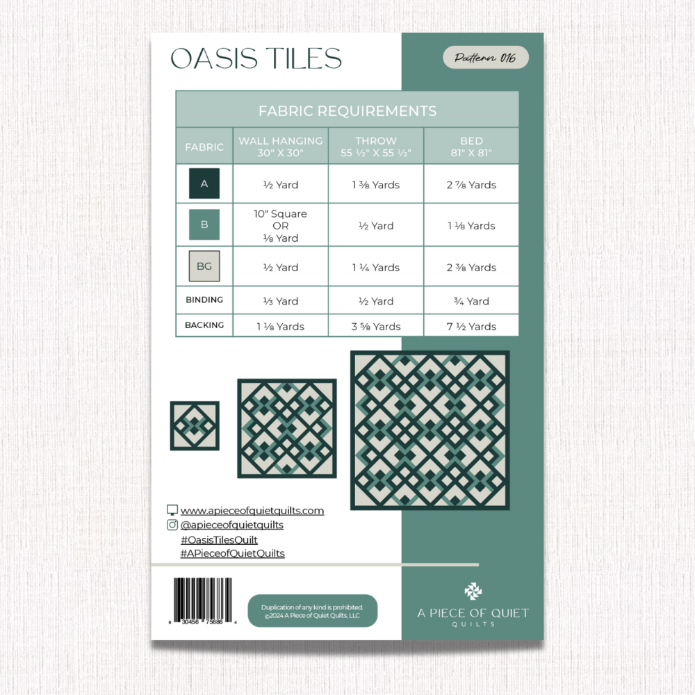 Oasis Tiles Quilt Pattern (Print)