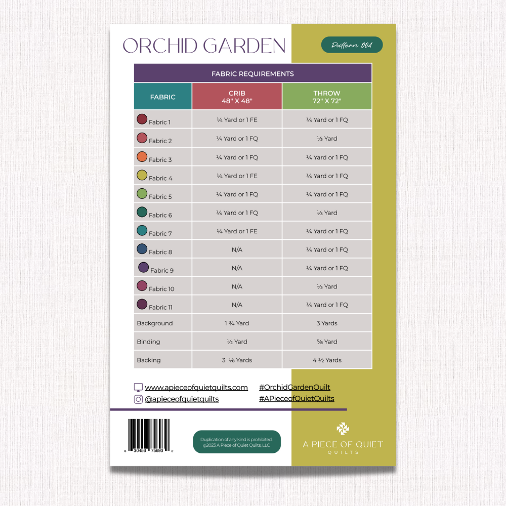 Orchid Garden Quilt Pattern (Print)