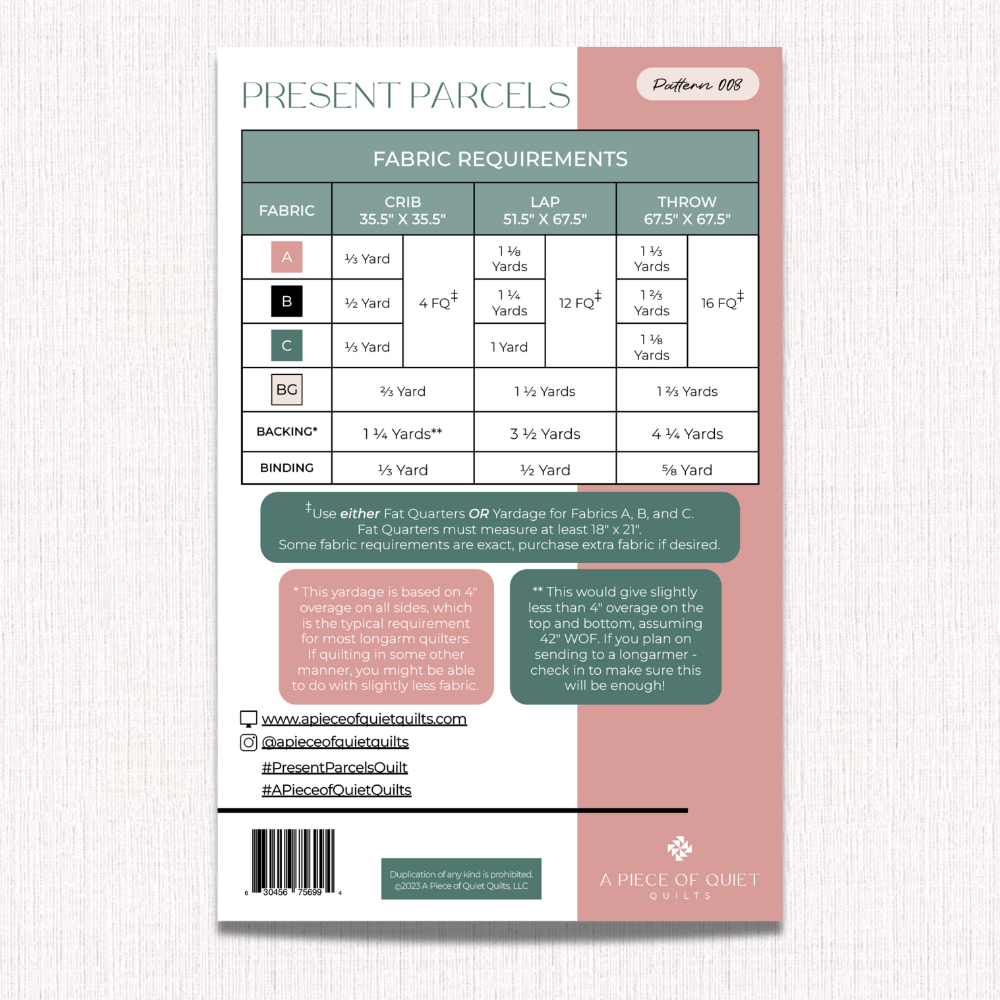 Present Parcels Quilt Pattern (Print)