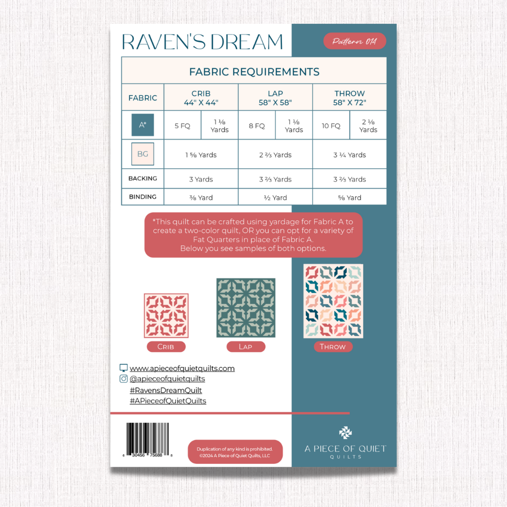 Raven's Dream Quilt Pattern (Print)