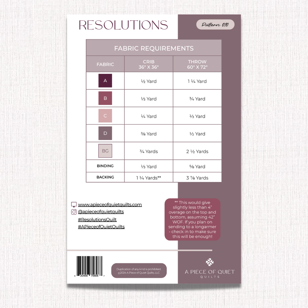 Resolutions Quilt Pattern (Package of 3) – A Piece of Quiet Quilts